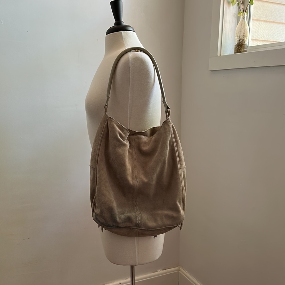 Top Shop Suede Leather Tan Hobo Shoulder Bag - Picture 5 of 8